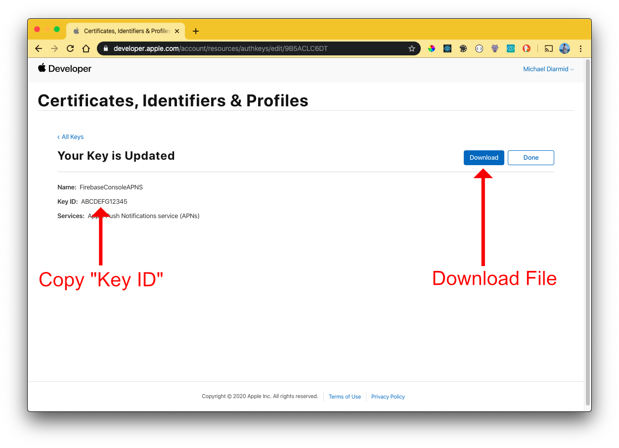 Copy Key ID & Download File
