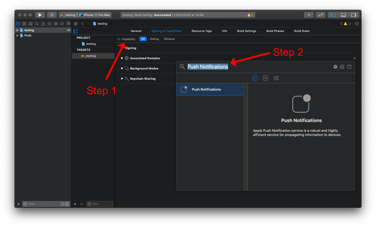 Xcode - Enabling the Push Notification capability