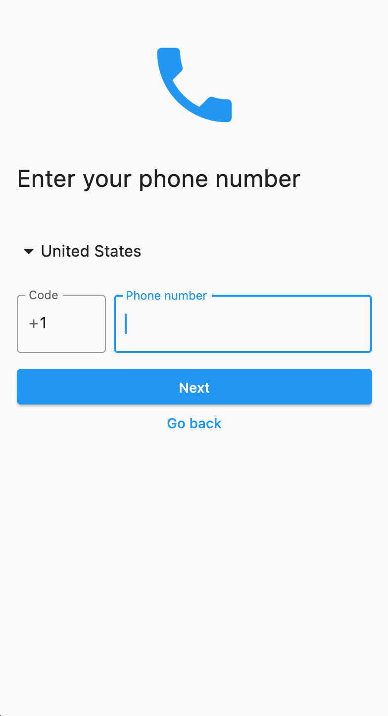 FlutterFire UI Auth - Phone input screen