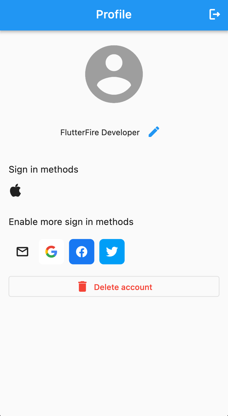 FlutterFire UI Auth - Profile