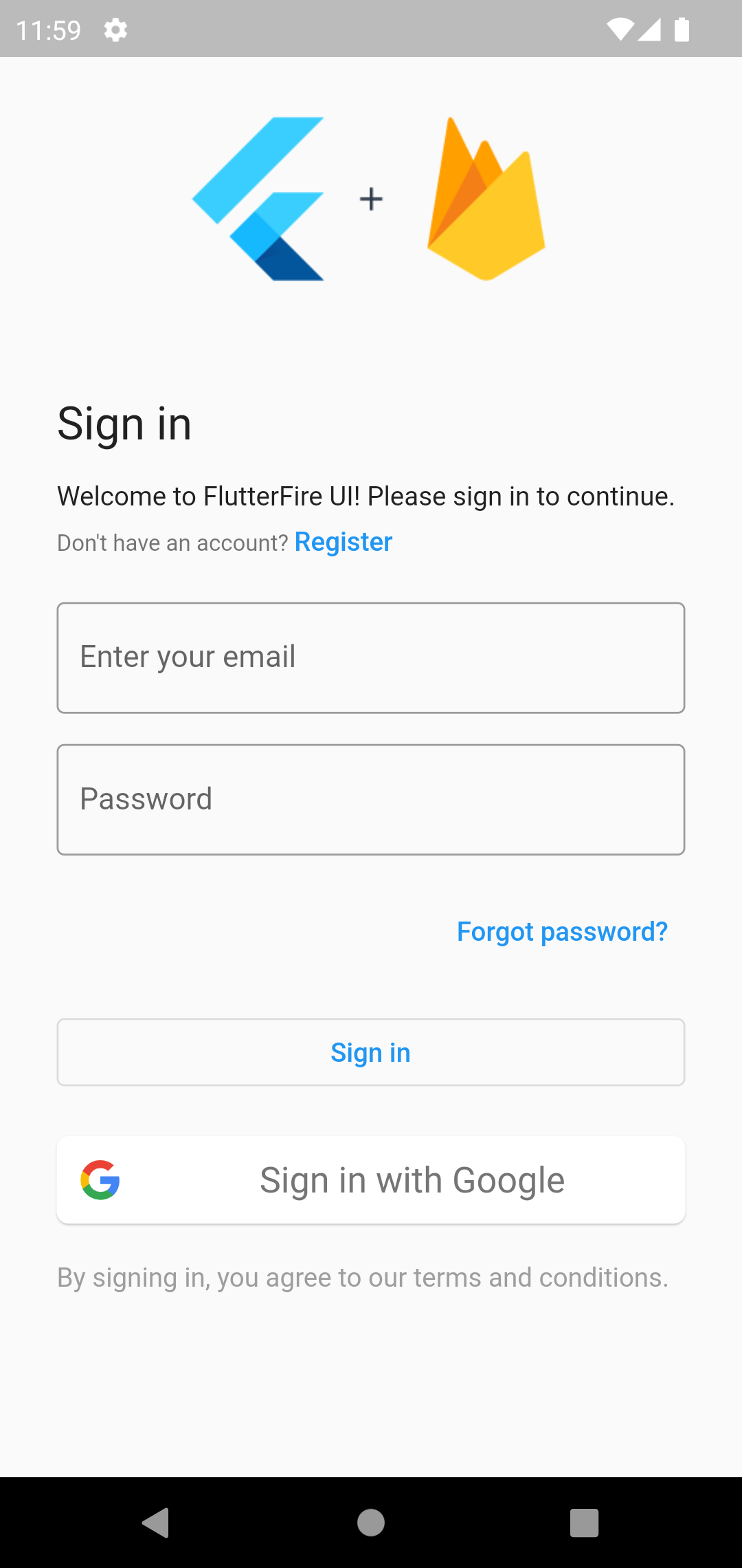 FlutterFire UI Auth - Subtitle + Footer