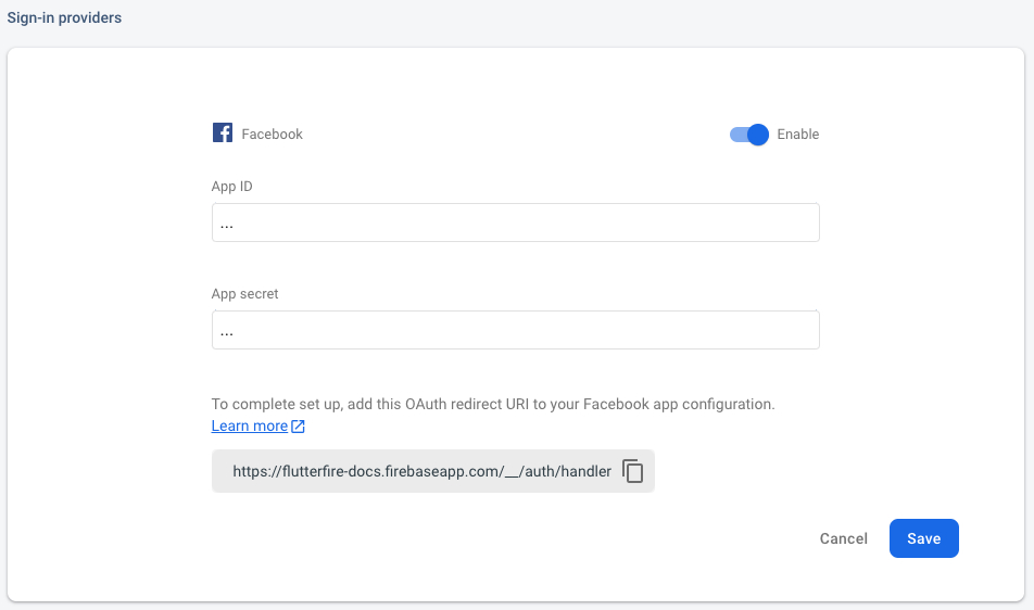 Enable Facebook Provider