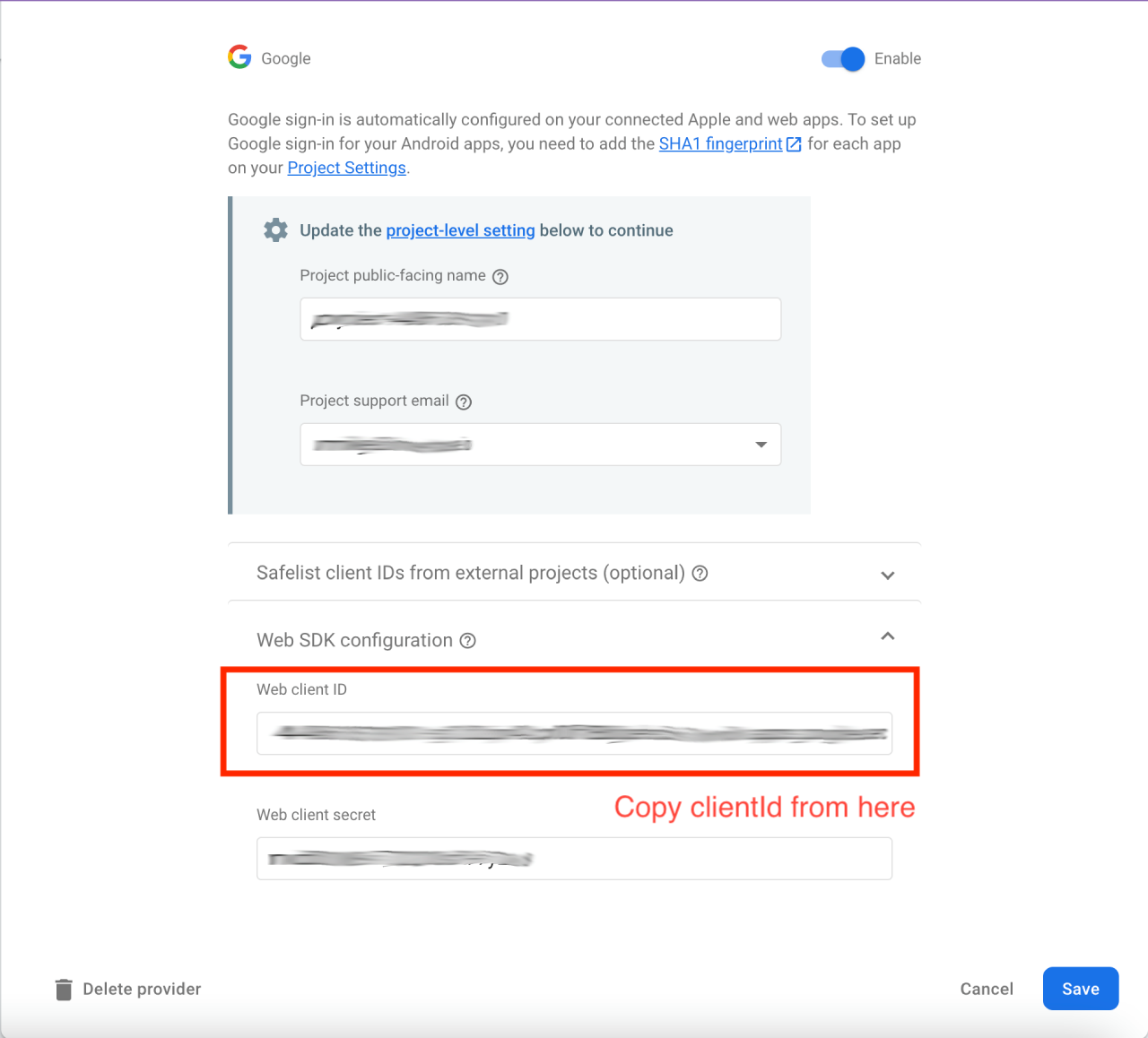 Google app client id